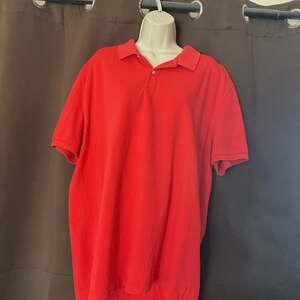 St John’s Bay Red Polo Shirt, Men's Short Sleeve Cotton Pique, Size Large